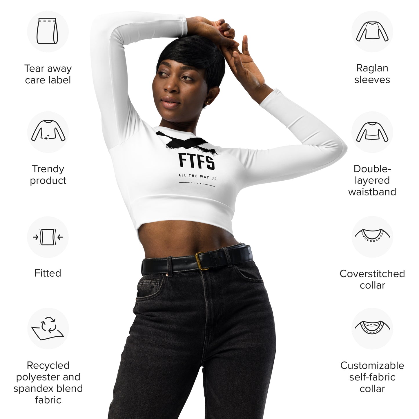 Star Recycled long-sleeve crop top