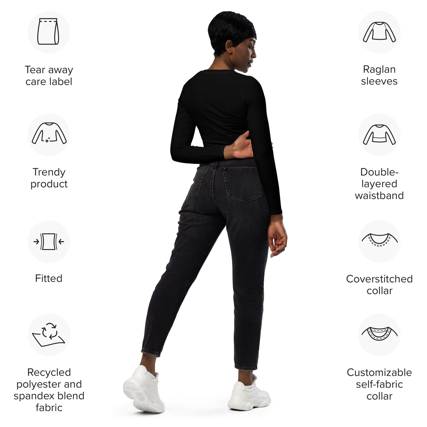 Leo Recycled long-sleeve crop top