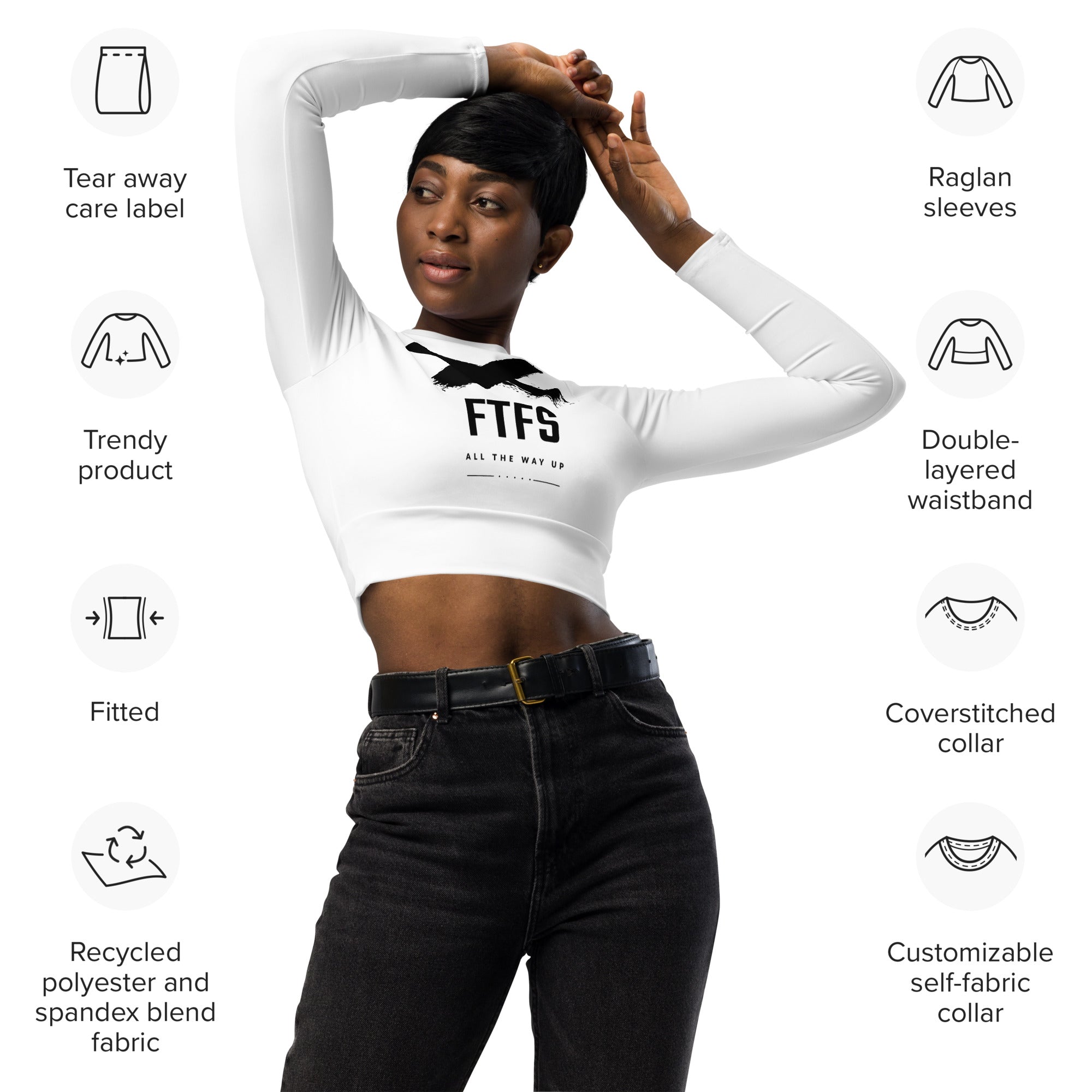 Star Recycled long-sleeve crop top