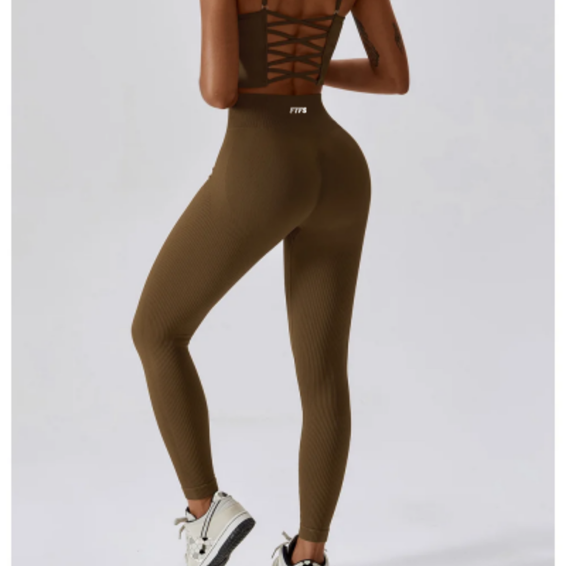 Coffee Ribbed Sports Bra Yoga & Legging Sets Seamless Tight –  Fitontheflipside