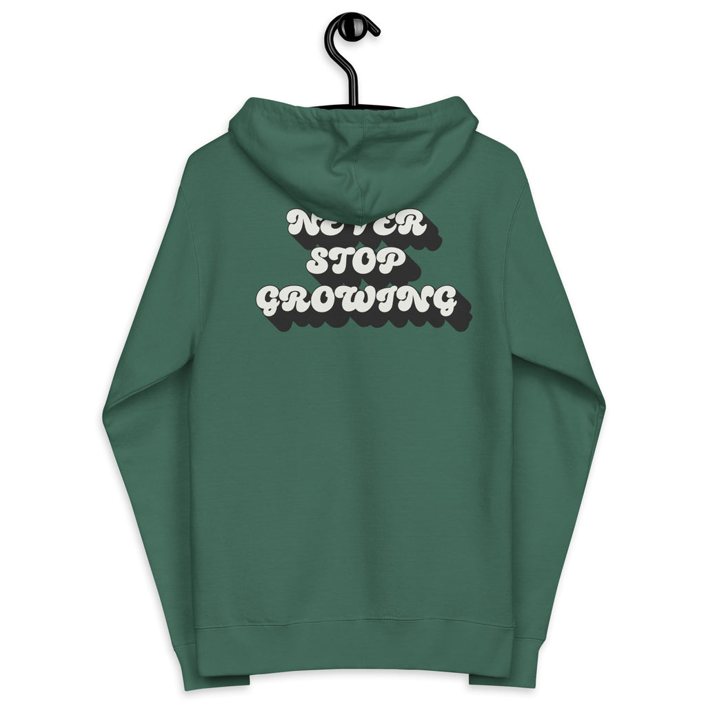 Never Stop Growing Unisex fleece zip up hoodie